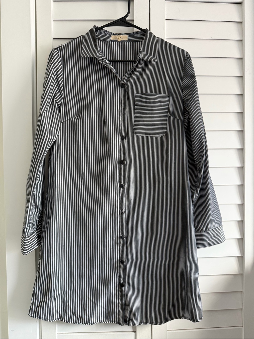 Striped Black and White Mini Shirt Dress